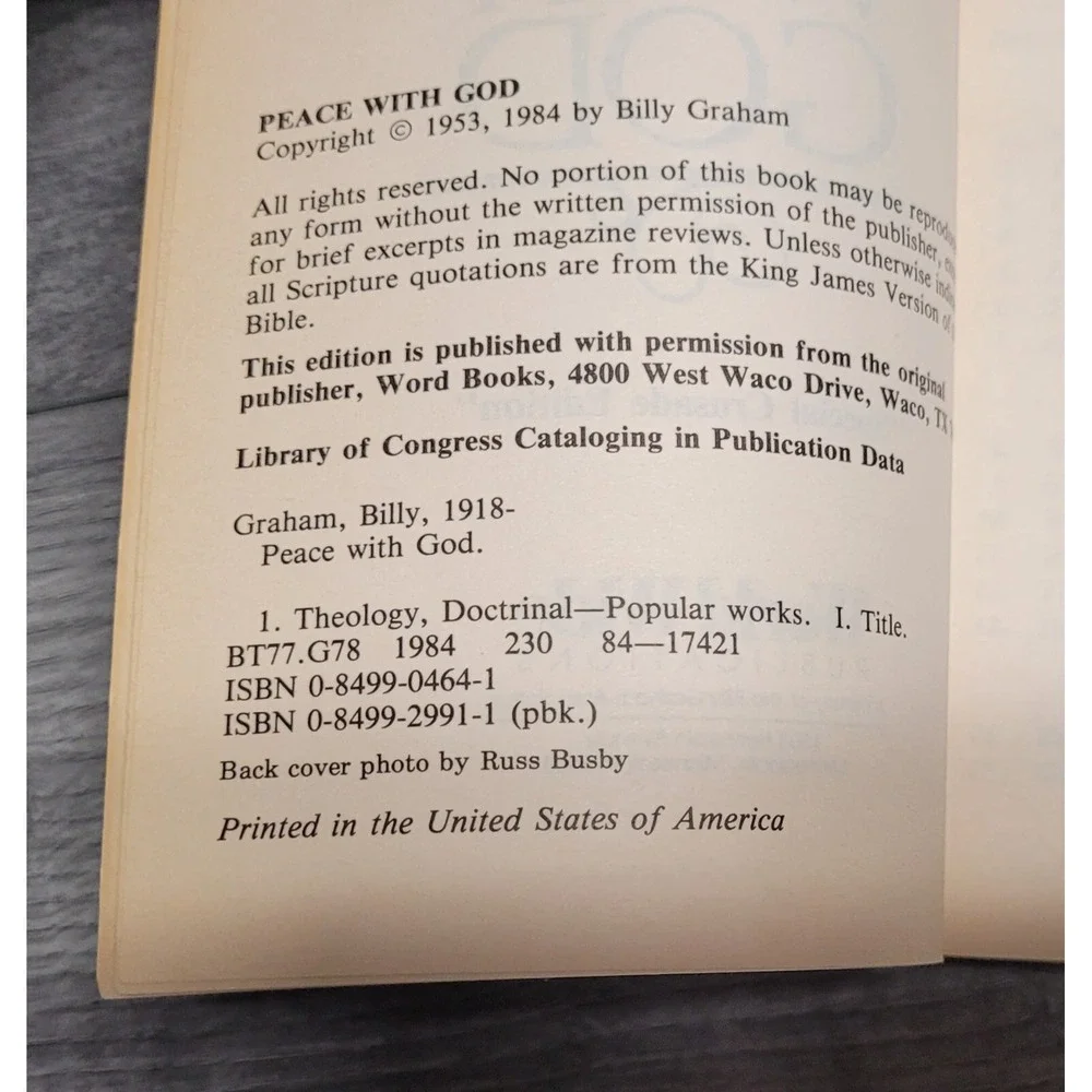 Peace With God by Billy Graham (Paperback)